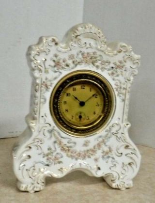 Antique Haven Bonn - style Porcelain Mantle Desk Boudoir Clock 2