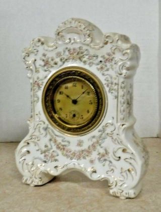 Antique Haven Bonn - style Porcelain Mantle Desk Boudoir Clock 4