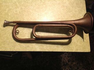 WOW RARE OBSOLETE WW1 HARRY COLEMAN MILITARY BUGLE.  HISTORY. 4