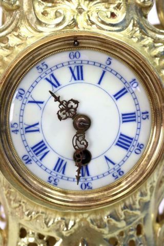 Antique Mantle Clock French Lovely 1880s Embossed Rococo Bronze Single Train 10