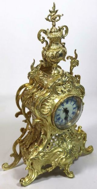 Antique Mantle Clock French Lovely 1880s Embossed Rococo Bronze Single Train 4