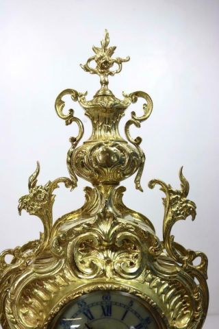 Antique Mantle Clock French Lovely 1880s Embossed Rococo Bronze Single Train 6
