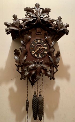 Large Antique Black Forest 2 Tune Musical Cuckoo Clock Camerer Kuss Germany 1917