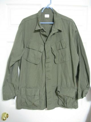 Unissued 1968 Large Long Vietnam Us Army Usmc Rip Stop Slant Pocket Shirt