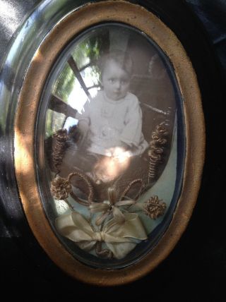 Antique Hair Art Picture Mourning Memento Mori Baby Child Cdv Photo