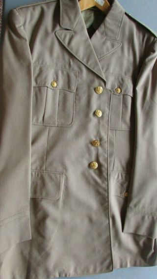 Post Ww2 Us Army Tropical Officer Uniform Coat,  Khaki,  Size 43l All Wool.
