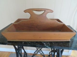 20 " Large Vermont Antique Tray Tote Carrier Primitive Early Wood Box