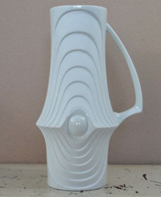 German Mid Century White Bisque Op Art Vase " Swing " Royal Kpm 9 " 783