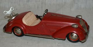 Vintage Distler Tin Windup Car - Wanderer In Red - Very Good - Germany