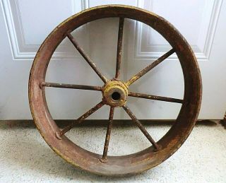 Antique Vintage Metal Industrial Wheel Farm Machine Age Gear Primitive Rustic