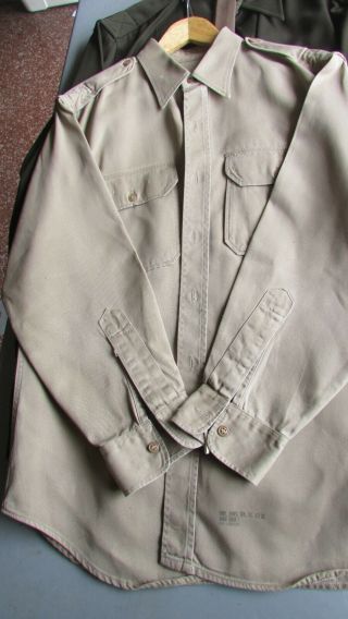 USAAF uniform shirts,  khaki and dark o.  d. ,  size medium,  with khaki necktie 4