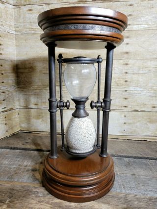 Vintage 15 Inch Maitland Smith Hourglass Wood Bronze Glass Mcm Mid Century Decor