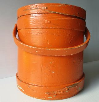 Antique Painted Wood Firkin With Cover