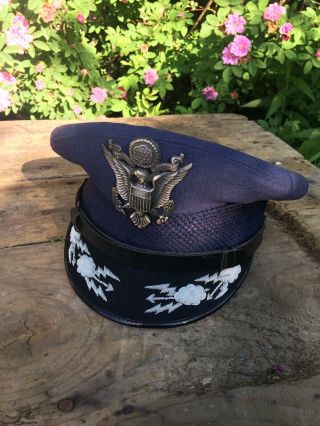 Vietnam Usaf Officer Dress Hat Cap Badge Size 6 7/8 Us Air Force Flight Ace