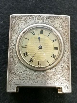 Asprey London 1912 Sterling Silver Clock - Wonderful Hallmarks & Design -.