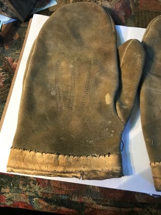 Revolutionary War 18th Early 19th Century Calf Skin Mittens Rare 1780 - 1820 4