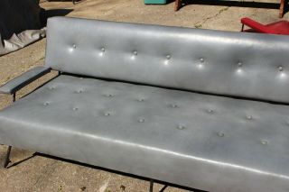 Authentic Mid - Century Long Gray Sofa Heavy Iron Frame 4