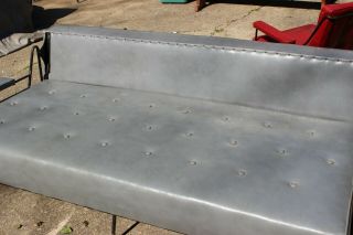 Authentic Mid - Century Long Gray Sofa Heavy Iron Frame 9