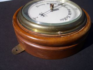 VINTAGE ANEROID BAROMETER,  PERRY & CO. ,  BOURNEMOUTH,  ENGLAND,  HARDWOOD CASE 8