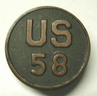 Ww1 58th Infantry Regiment Enlisted Collar Disk - " Us " And " 58 " - Sb