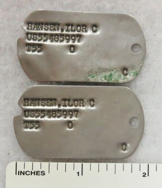 1950s Pair Us Gi Dog Tags Notched Identity Disks Cold War Early Vietnam Vintage