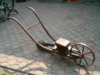 Antique Garden Farm Seed Planter Old Seeder Tool Cultivator Plow Wheels