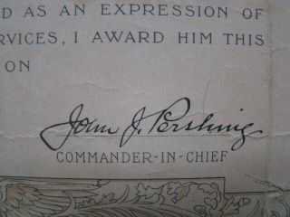 Wwi 1920 American Expeditionary Forces Signed General John J Pershing Citation