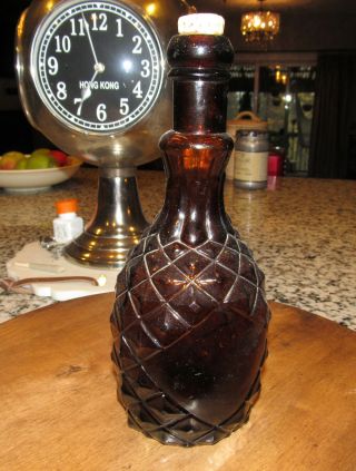 Pineapple Bitters W&co W & Co.  Antique Glass Bottle 1845 - 1855 Amber Color