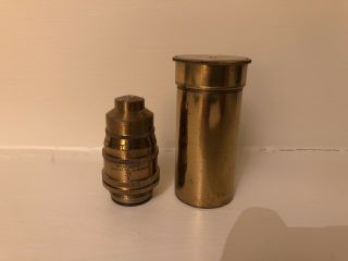 Cased Brass 1/6 Inch Objective Microscope Lens By Swift & Son,  London - No Res
