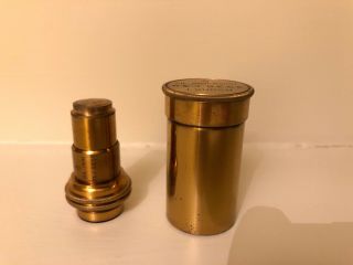 Cased Brass 1/12 Inch Oil Immersion Objective Microscope Lens - R&j Beck London