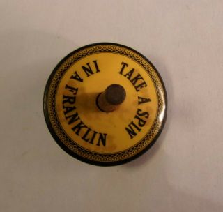 Antique Franklin Motor Car - Take A Spin Spin Top Spinning Toy Vintage - Rare