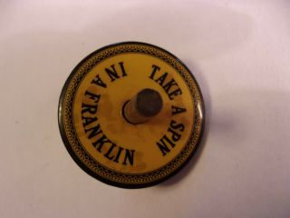 Antique FRANKLIN MOTOR CAR - TAKE A SPIN Spin Top Spinning Toy Vintage - RARE 2