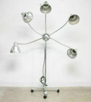 Vtg Mid Century Modern Arc Sputnik Floor Atomic Lamp Industrial Gooseneck 5 Arms