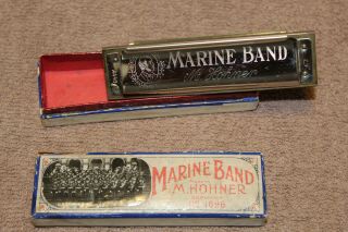 Pre Ww1 Era U.  S.  Marine Band Harmonica,  German Made In Issue Box