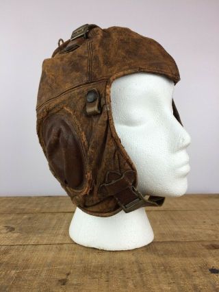 Ww 1 U.  S.  Air Service 1 - A Flying Helmet Western Electric Military Leather Sz M