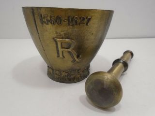 Vintage Bronze Brass Apothecary Mortar & Pestle Rx Pharmacy 5  Louis Hebert