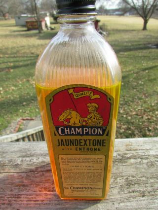 Art Deco Style Champion Jaundextone Embalming Fluid Bottle W/full Label -