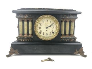 Seth Thomas 1900 Lion 3 Pillar Adamantine Mantle Clock Made In Usa Read