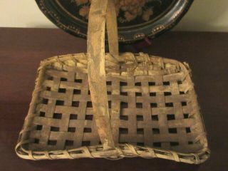 Antique Garden Flower Basket / Trug In Old Yellow Paint