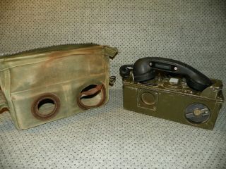Vintage Ta - 312/pt Military Field Phone Radio Telephone Set With Case