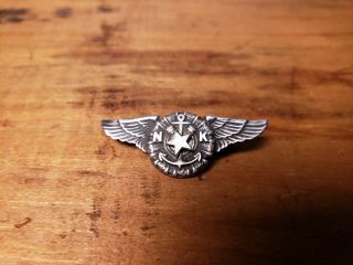 Wwii Navy Aviation Sterling Silver Pin A.  E.  Co.  Nk White Star Anchor Wings