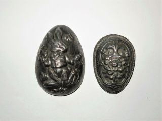 Antique Vintage Metal Chocolate Mold Anton Reiche Easter Bunny Eggs Country Prim