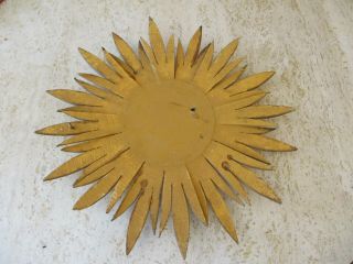 FRENCH VINTAGE MID CENTURY GILT WOOD SUNBURST STARBURST CONVEX WALL MIRROR 1960 ' 7