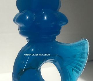 Blue Sandwich Glass Dolphin Candlesticks Blue EAPG Ca 1870 2 Step Antique 4