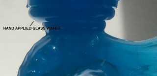 Blue Sandwich Glass Dolphin Candlesticks Blue EAPG Ca 1870 2 Step Antique 6