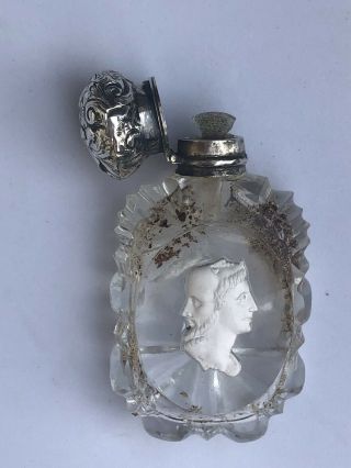 19th CENTURY FRENCH SULPHIDE 4 Faced CAMEO SCENT BOTTLE With Dobber Rare 3