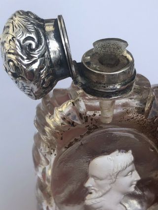19th CENTURY FRENCH SULPHIDE 4 Faced CAMEO SCENT BOTTLE With Dobber Rare 4