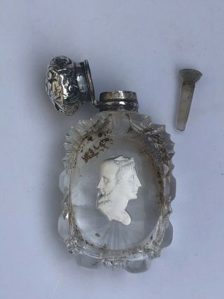 19th CENTURY FRENCH SULPHIDE 4 Faced CAMEO SCENT BOTTLE With Dobber Rare 5