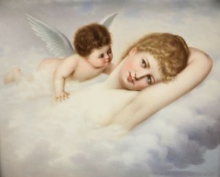 Fine KPM Porcelain Plaque Angel and Nude Beauty,  4th Quarter of 19th Century 2
