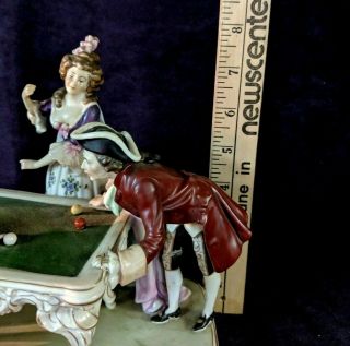 Antique German Porcelain Figurine 18th C Ladies Gentlemen Pool Billiard Players 12